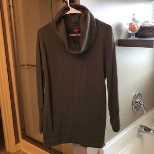 Hunter green tunic sweater with cowl neck